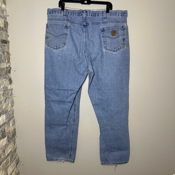 Carhartt Men's Relaxed Fit Straight Leg Flat Front Blue Denim Jeans 44X32 - Picture 7 of 11